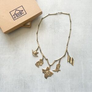 Vintage Jeep Collins Brass Texas Charm Necklace